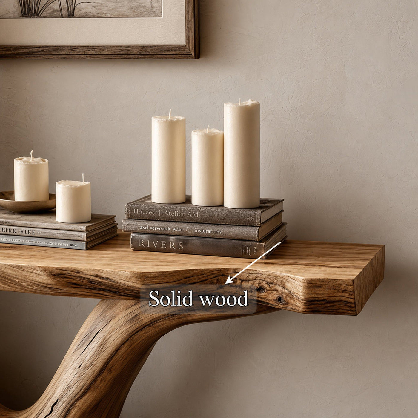 Rustic Live Edge Console Table Accent Room Or Entry - product view 3