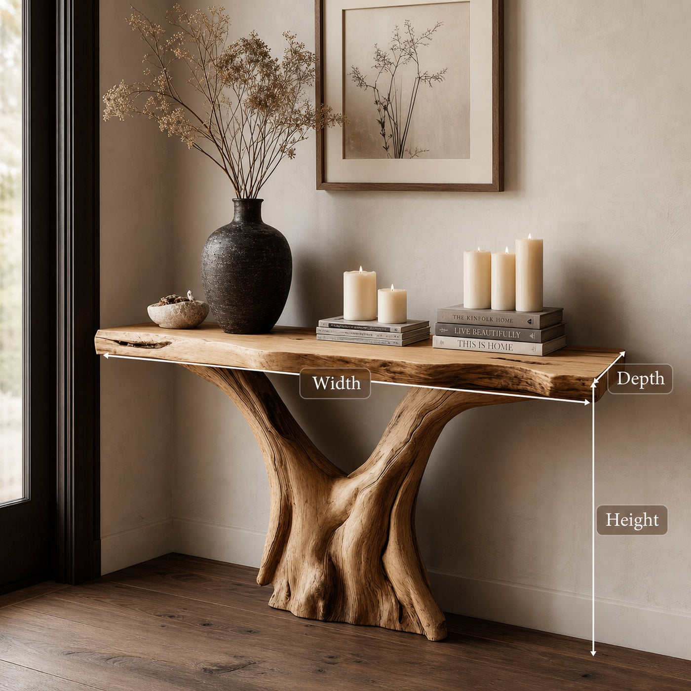 Rustic Live Edge Console Table Accent Room Or Entry - product view 5
