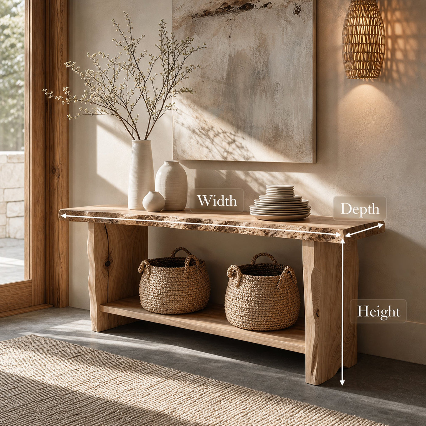 Rustic Live Edge Console Table Dining Room Or Entryway - product view 8