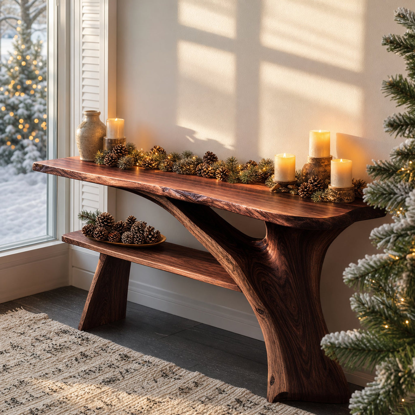 Rustic Live Edge Console Table For Christmas Furniture Entryway - product view 7