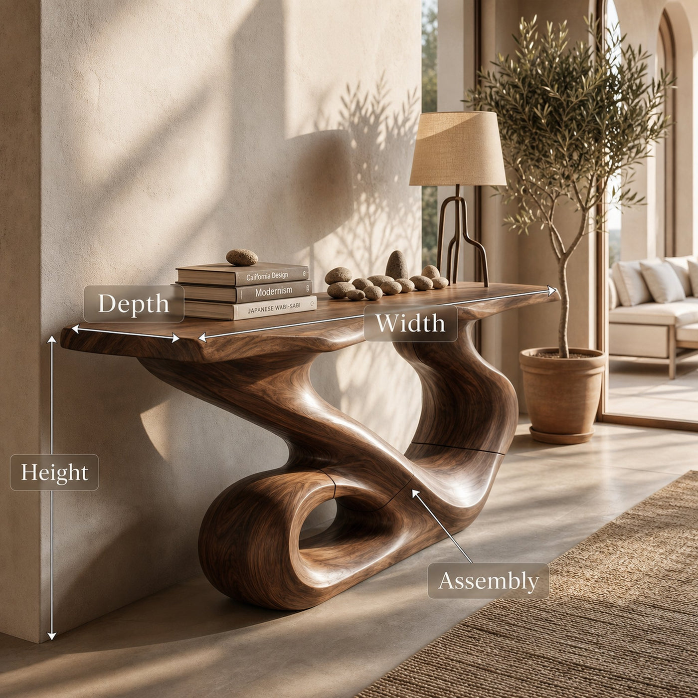 Rustic Live Edge Console Table Modern Residence - product view 8