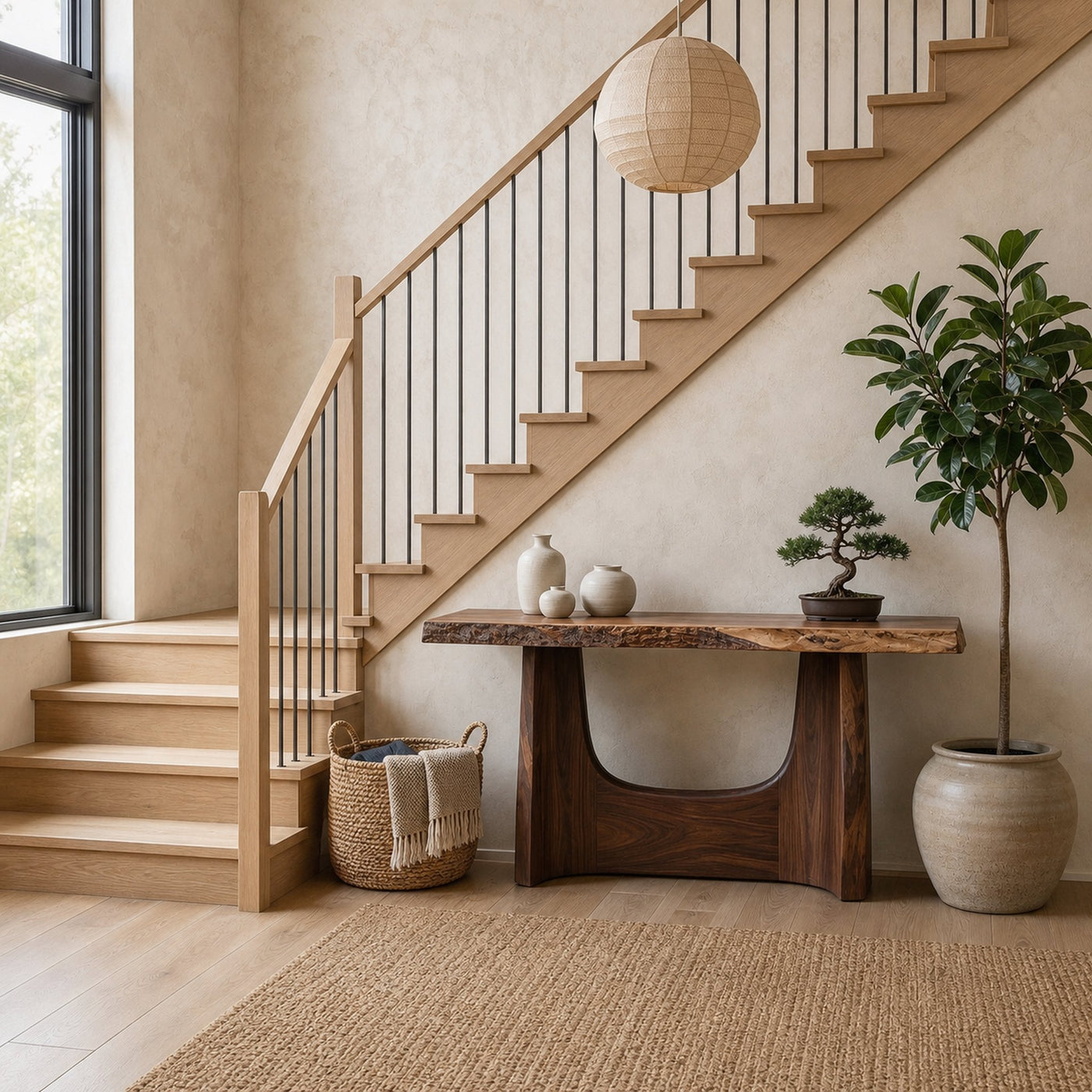 Rustic Live Edge Console Table Wooden Living Room - product view 2