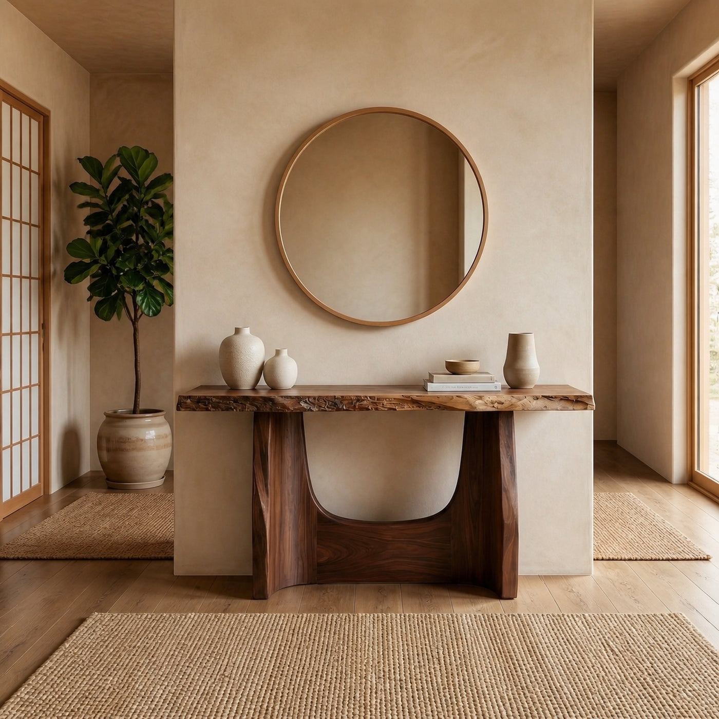 Rustic Live Edge Console Table Wooden Living Room - product view 3