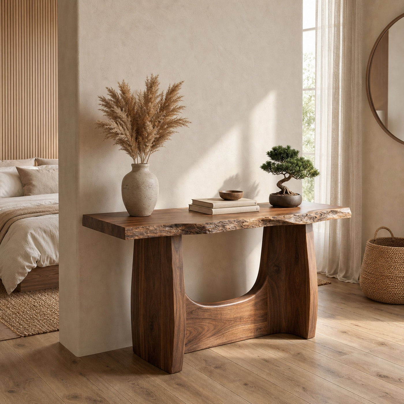 Rustic Live Edge Console Table Wooden Living Room - product view 4