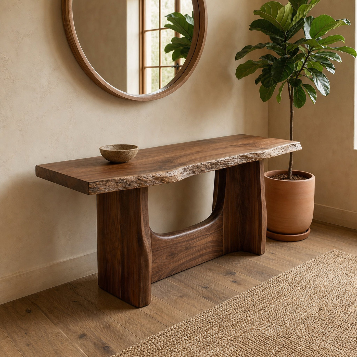 Rustic Live Edge Console Table Wooden Living Room - product view 5
