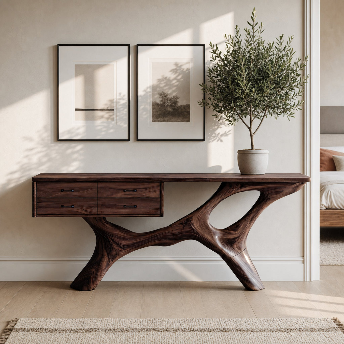 Rustic Live Edge Entryway Table For Bedroom Cozy And Warm Accent - product view 7