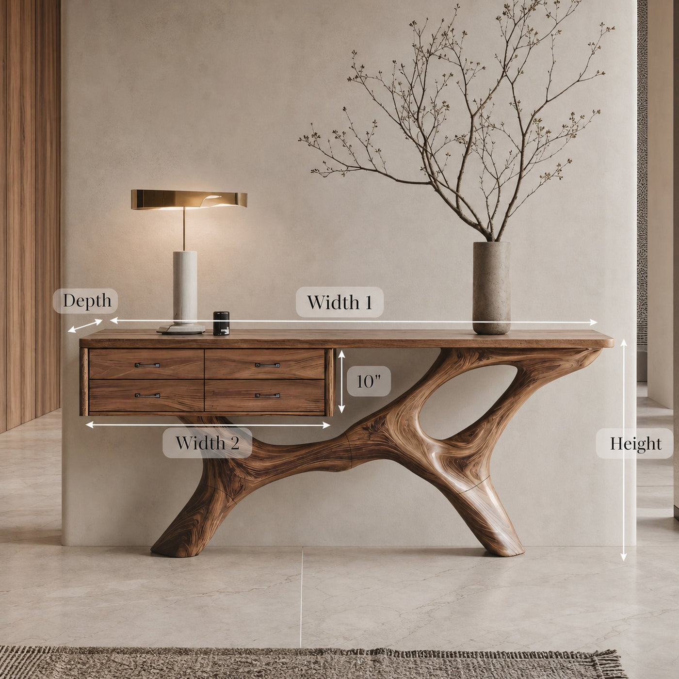 Rustic Live Edge Entryway Table For Bedroom Cozy And Warm Accent - product view 8