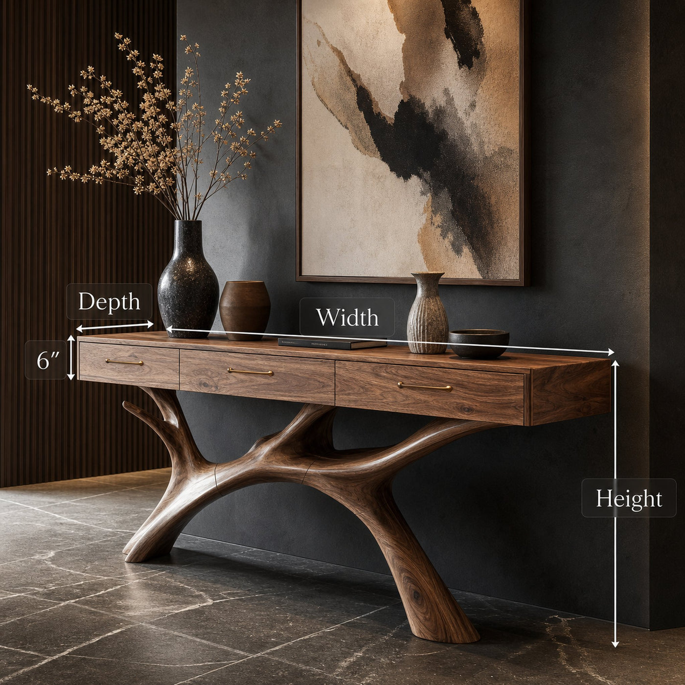Rustic Live Edge Entryway Table For Warm Living Room - product view 6
