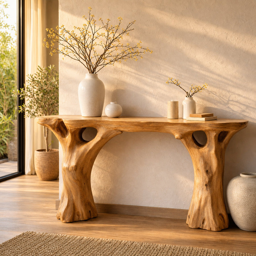 Rustic Modern Console Table Sculptural Handmade Furniture For Home Interior