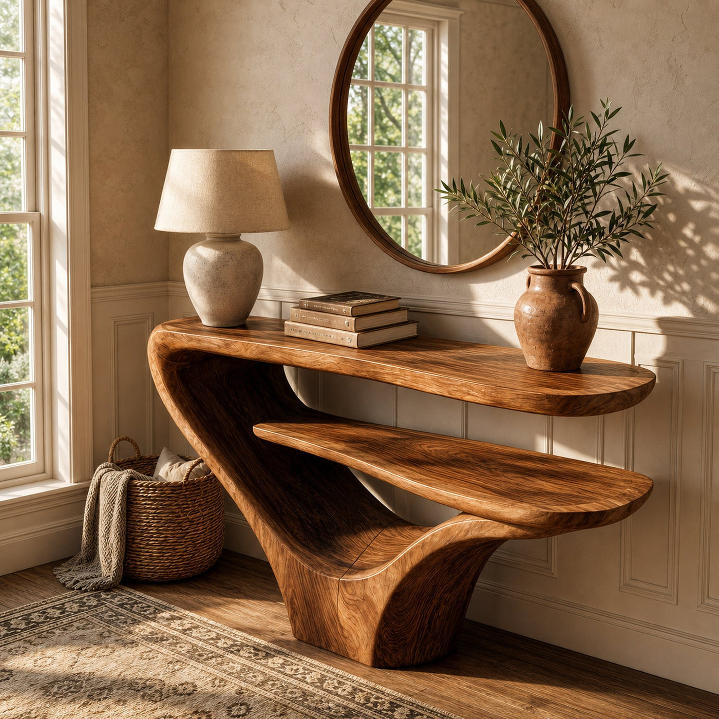 Rustic Modern Console Table Solid Wood For Living Room