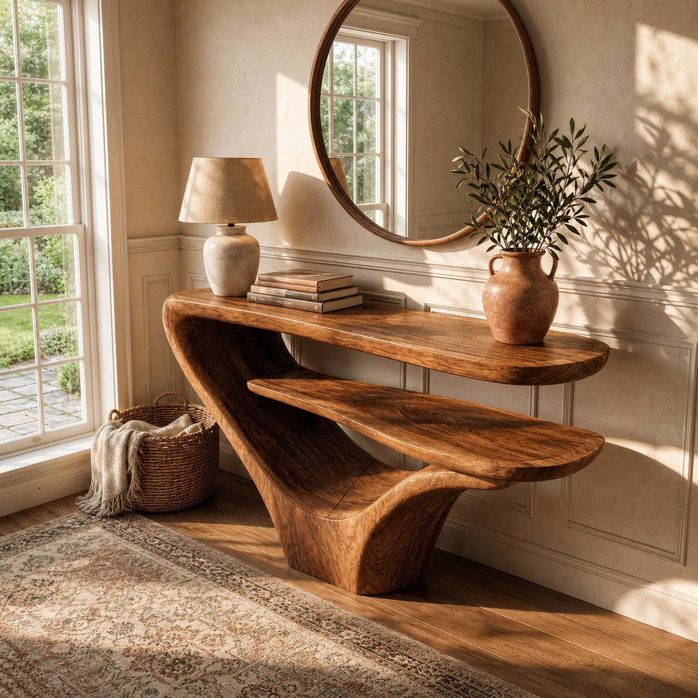 Rustic Modern Console Table Solid Wood For Living Room - product view 2