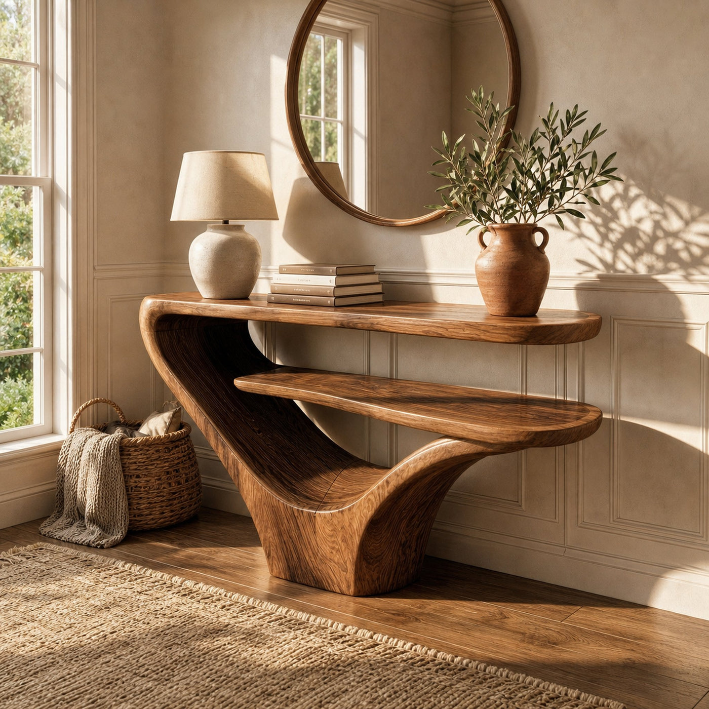 Rustic Modern Console Table Solid Wood For Living Room - product view 5