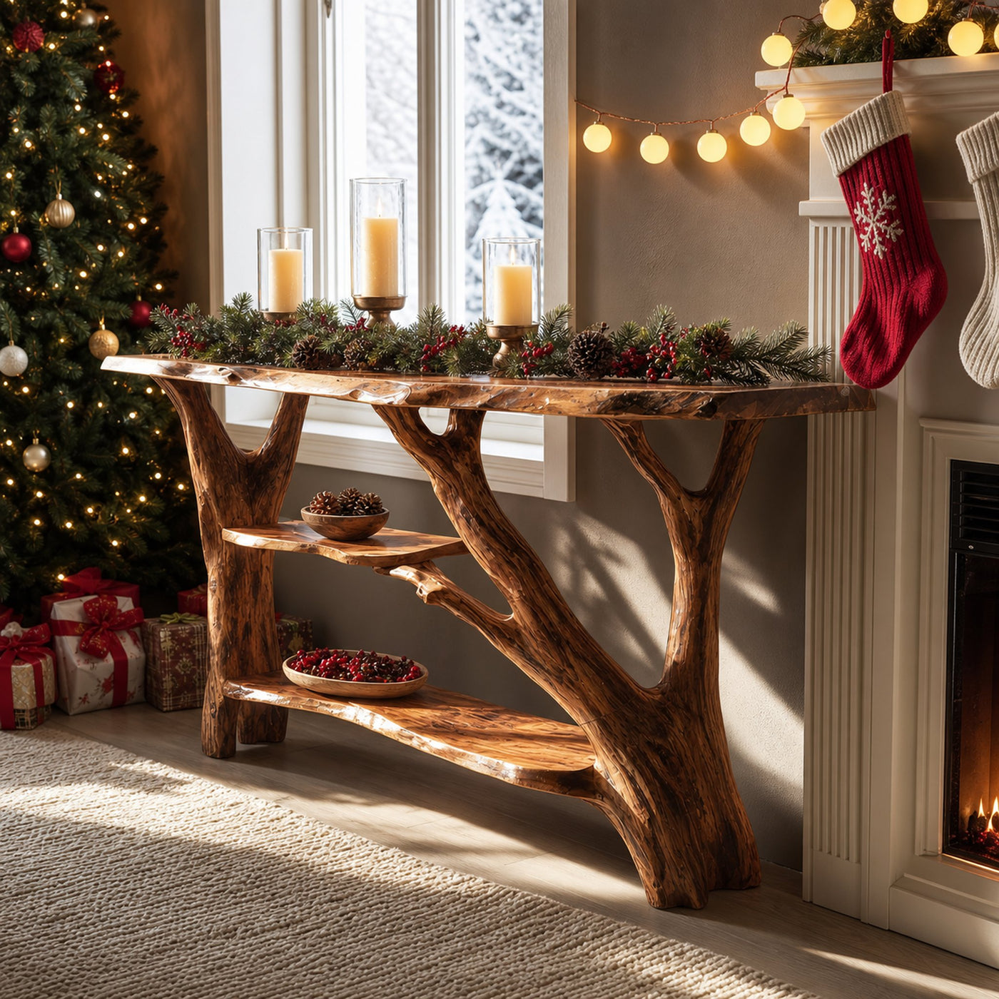 Rustic Modern Solid Wood Console Table For Christmas Living Room Style - product view 6