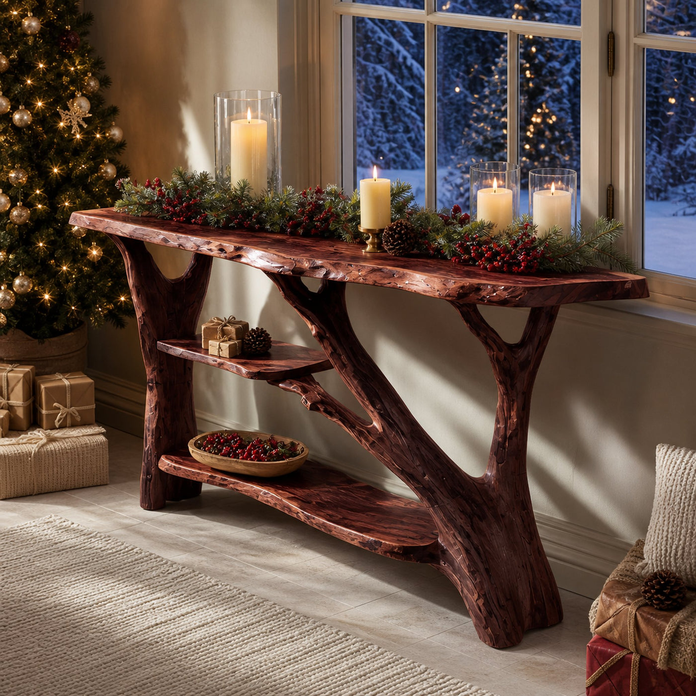 Rustic Modern Solid Wood Console Table For Christmas Living Room Style - product view 7