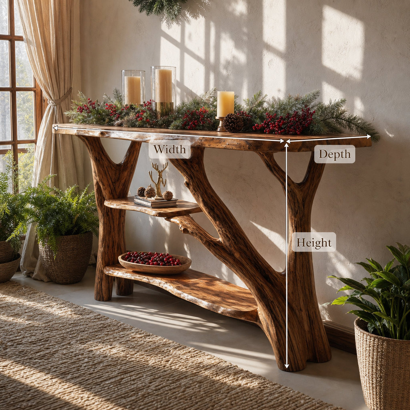 Rustic Modern Solid Wood Console Table For Christmas Living Room Style - product view 8