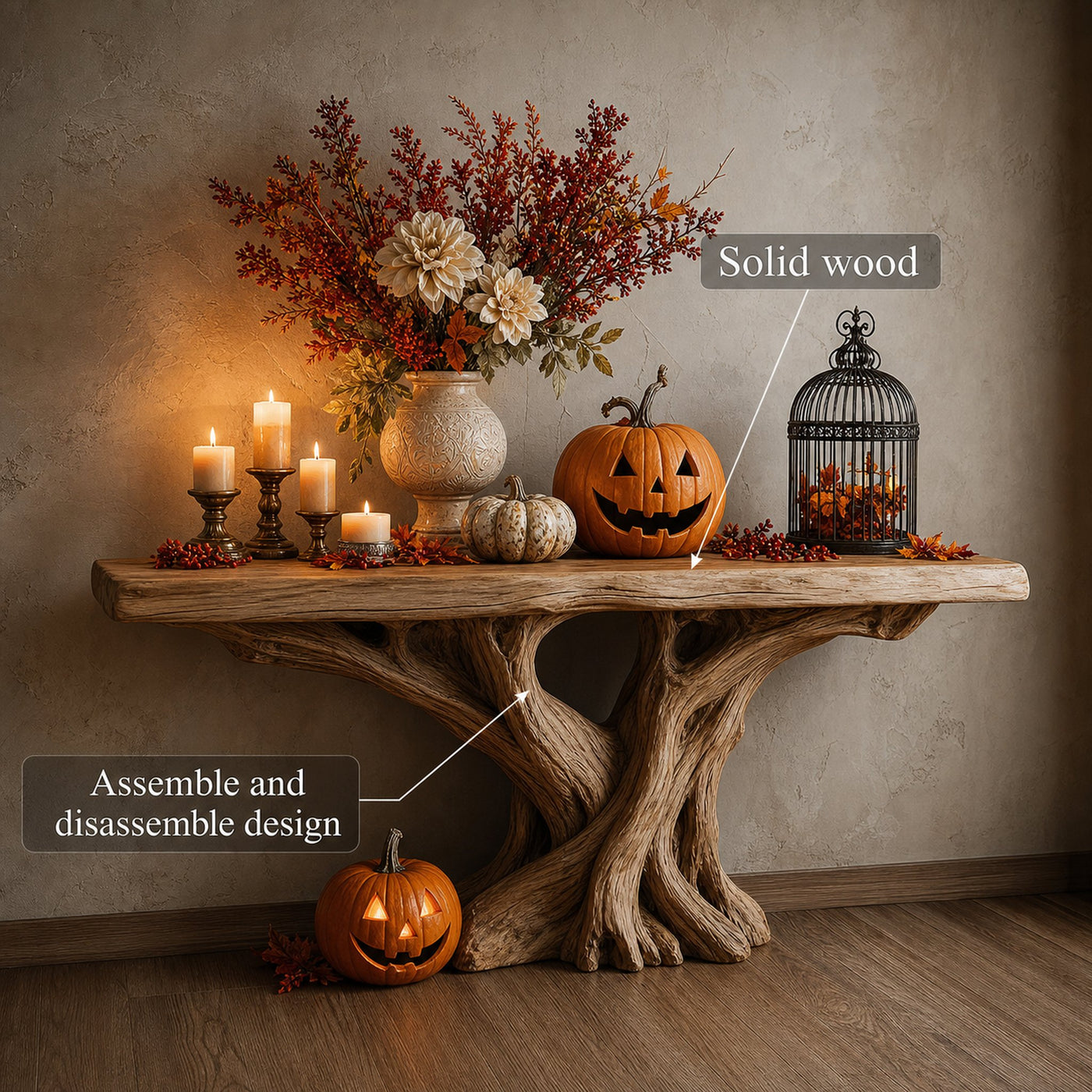 Rustic Natural Console Entryway Decor - product view 2