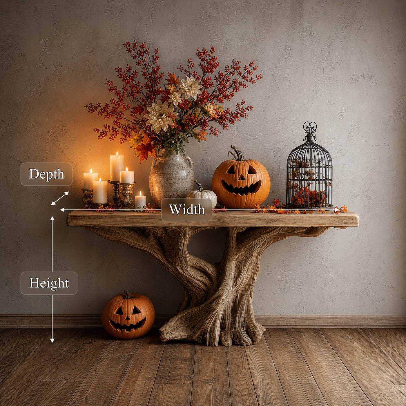 Rustic Natural Console Entryway Decor - product view 3