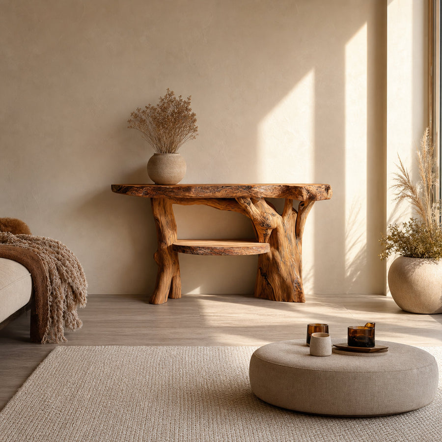 Rustic Organic Console Table Entryway Accent