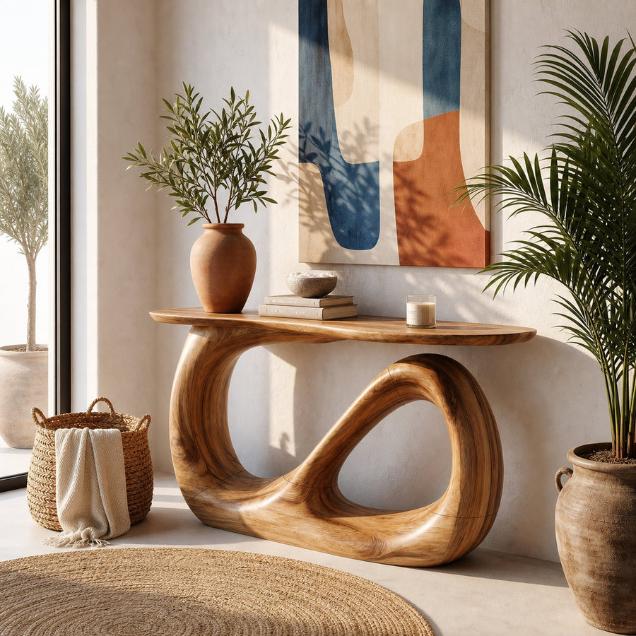 Rustic Organic Console Table For Entryway Living Room