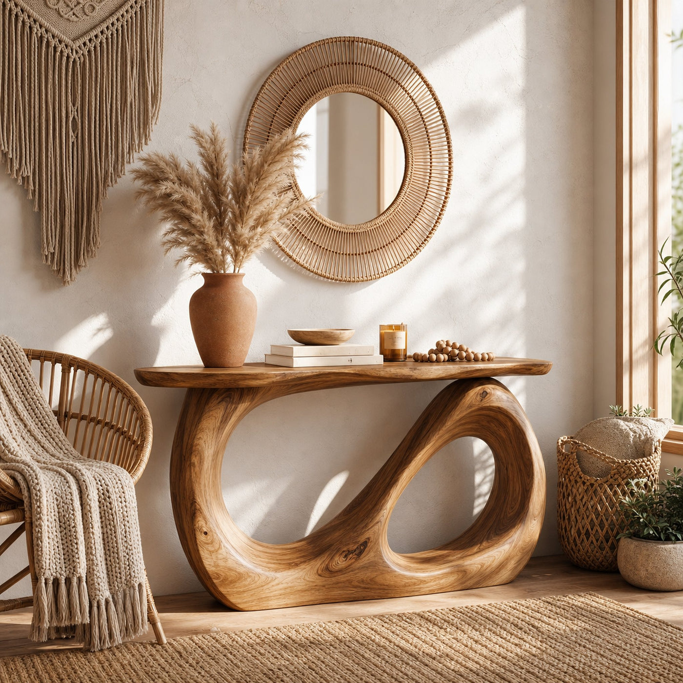 Rustic Organic Console Table For Entryway Living Room - product view 2