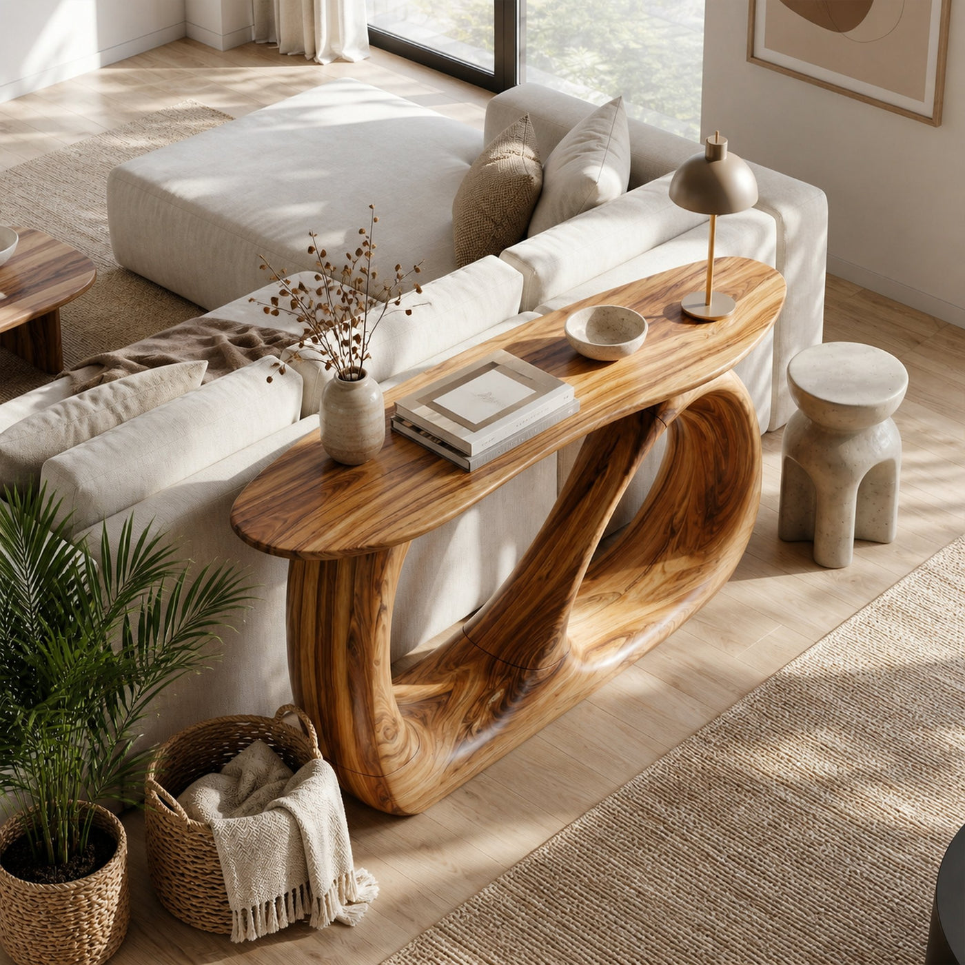 Rustic Organic Console Table For Entryway Living Room - product view 3
