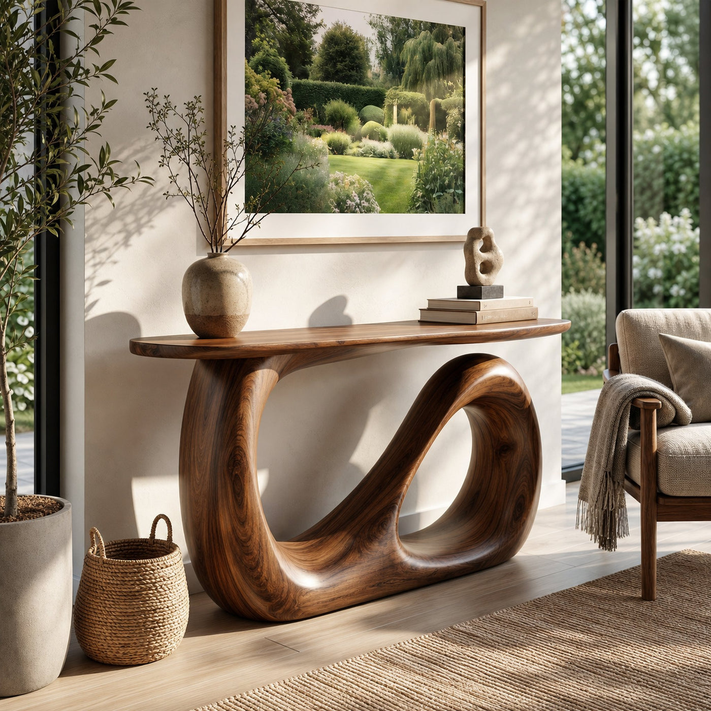 Rustic Organic Console Table For Entryway Living Room - product view 5