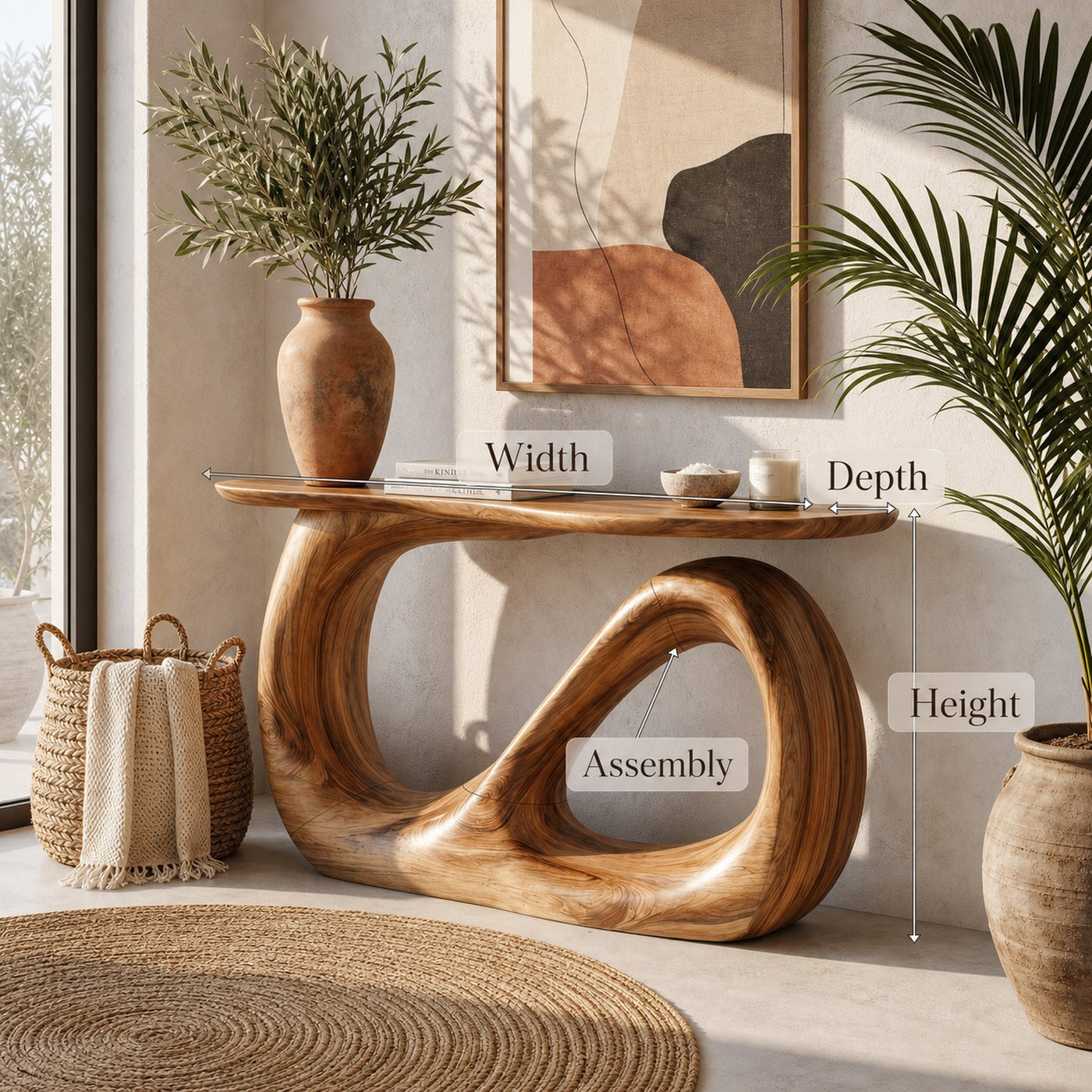 Rustic Organic Console Table For Entryway Living Room - product view 8