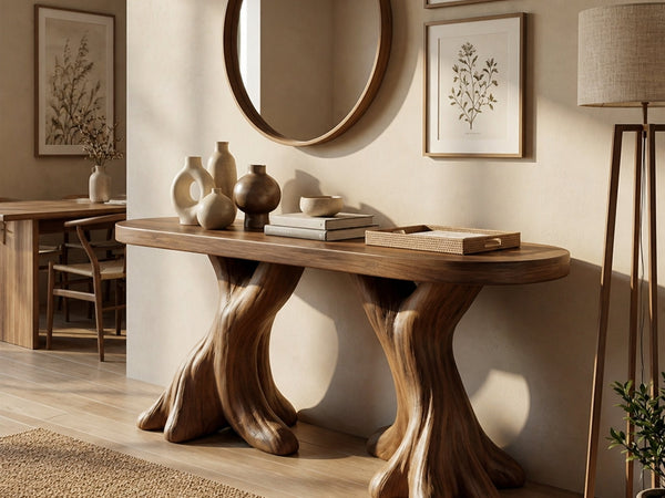 Rootstock Stallion Solid Wood Console Table with Trunk Legs