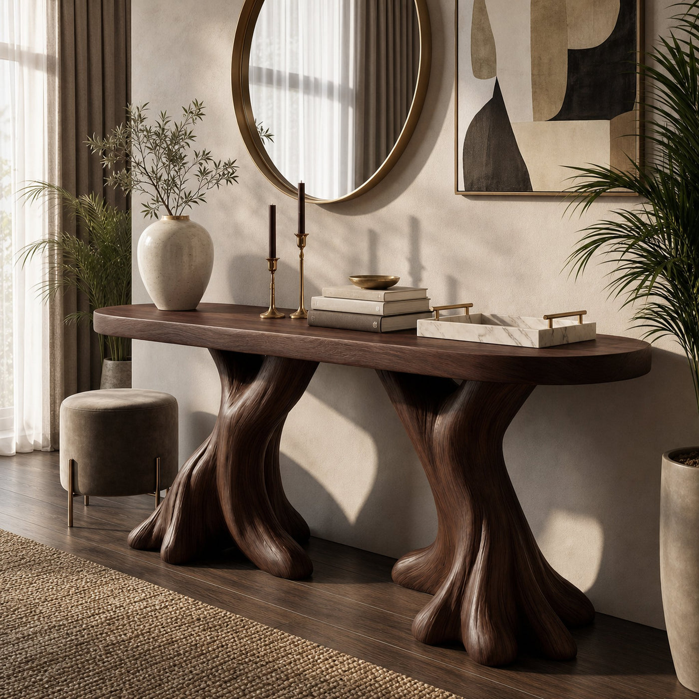 Rustic Organic Console Table For Hallway - product view 6