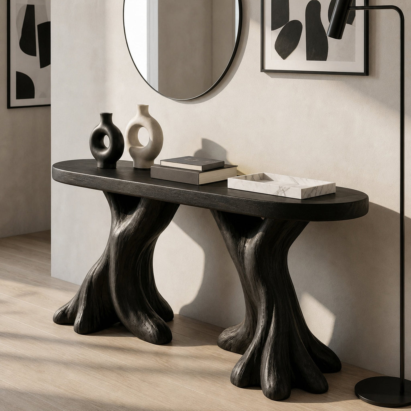 Rustic Organic Console Table For Hallway - product view 7