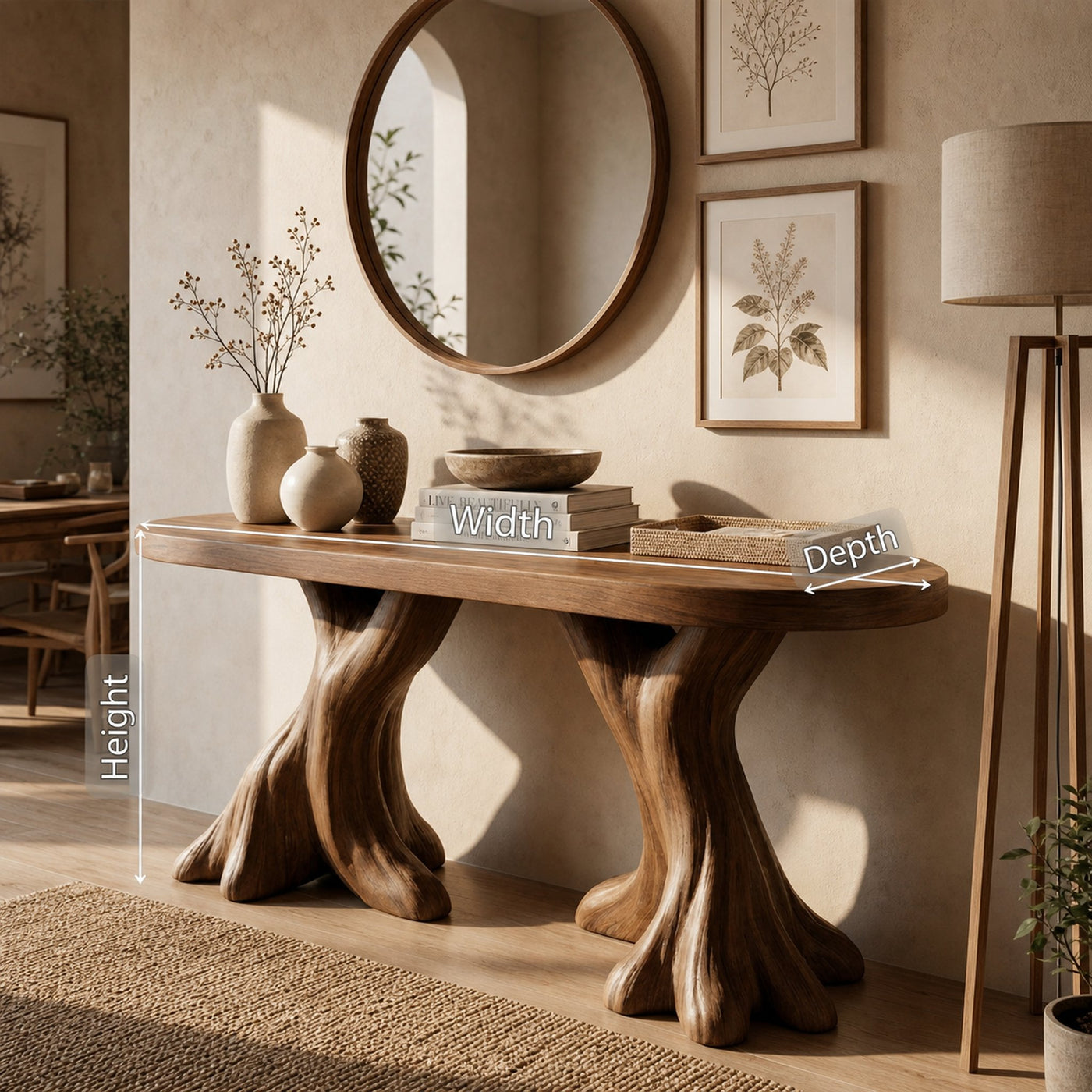 Rustic Organic Console Table For Hallway - product view 8