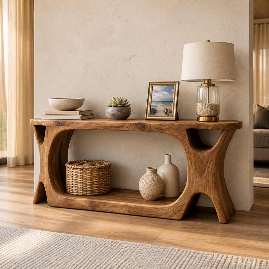Rustic Organic Console Table Sculptural Statement Furniture For Living Room