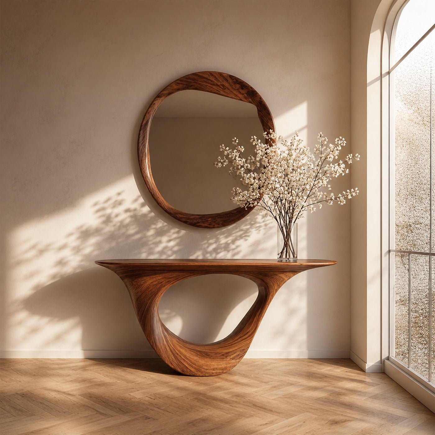 Rustic Sculptural Console Table Entryway