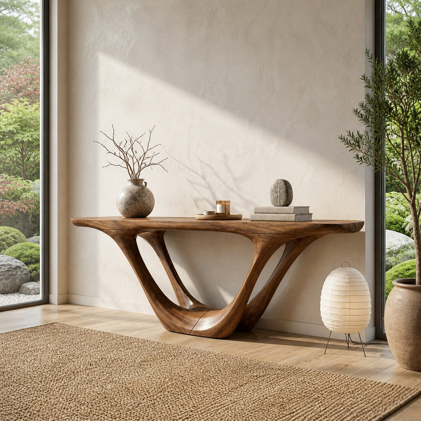 Rustic Sculptural Console Table For Entryway - product view 5