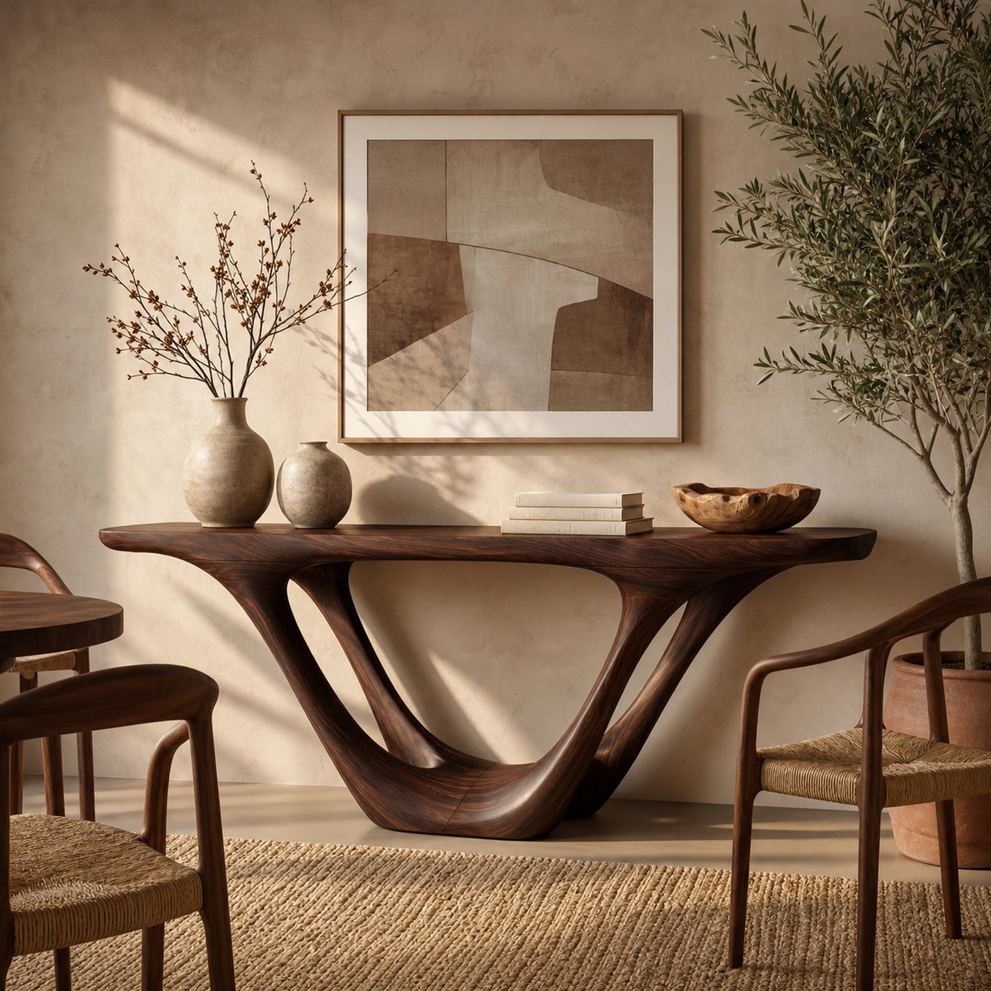 Rustic Sculptural Console Table For Entryway - product view 6