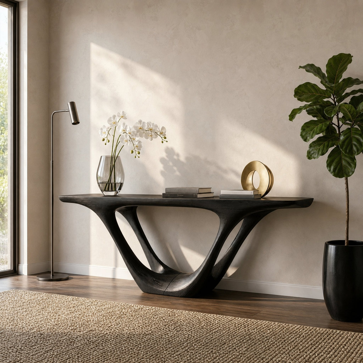 Rustic Sculptural Console Table For Entryway - product view 7