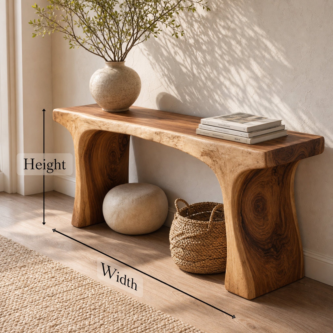 Rustic Sculptural Console Table Handcrafted Statement Furniture For Entryway - product view 4