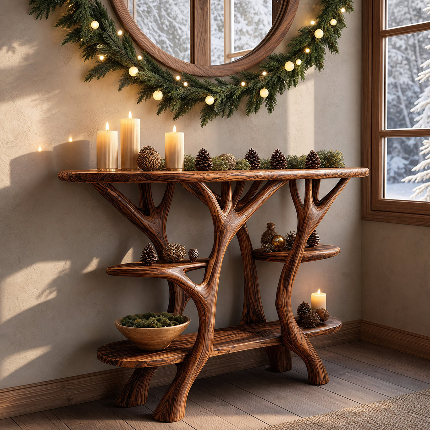 Rustic Solid Wood Console Table For Holiday Living Room Decor - product view 6