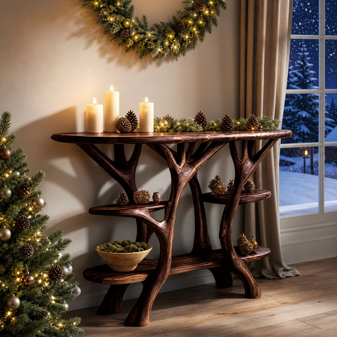 Rustic Solid Wood Console Table For Holiday Living Room Decor - product view 7