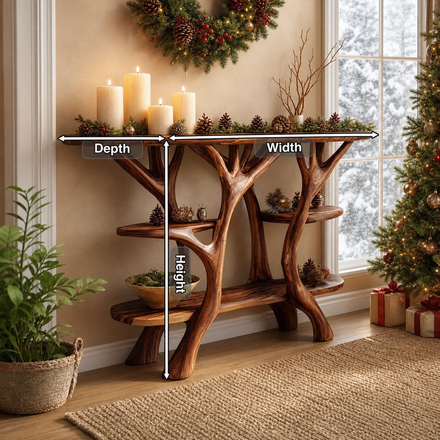 Rustic Solid Wood Console Table For Holiday Living Room Decor - product view 8