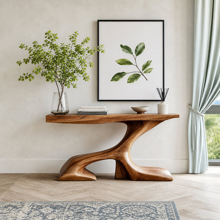 Rustic Solid Wood Console Table For Modern Entryway