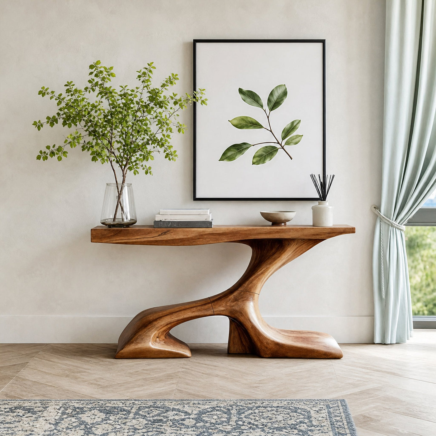 Rustic Solid Wood Console Table For Modern Entryway
