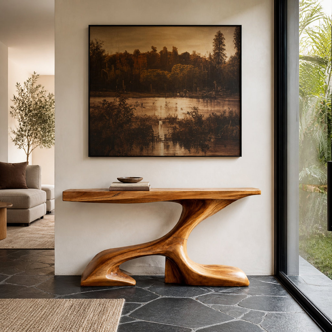 Rustic Solid Wood Console Table For Modern Entryway - product view 2