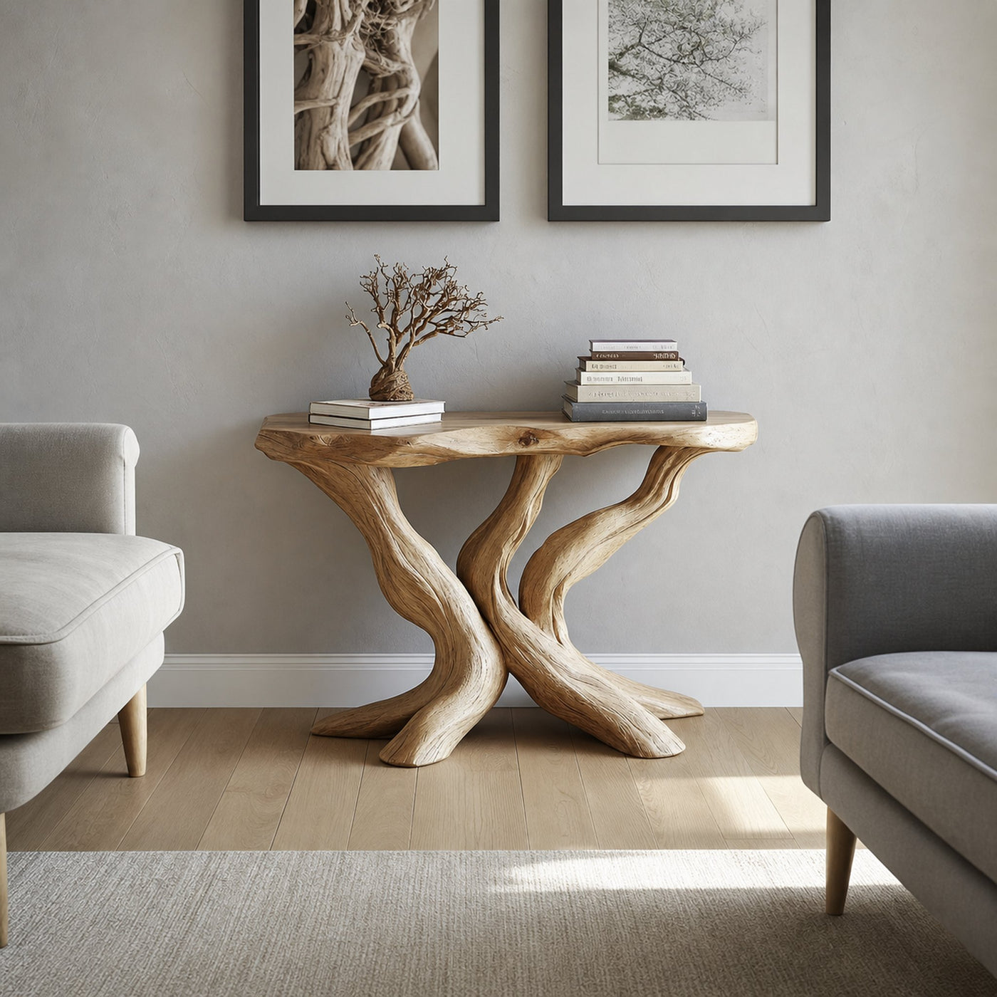 Rustic Solid Wood Console Table Handmade Live Edge Design For Living Room - product view 2