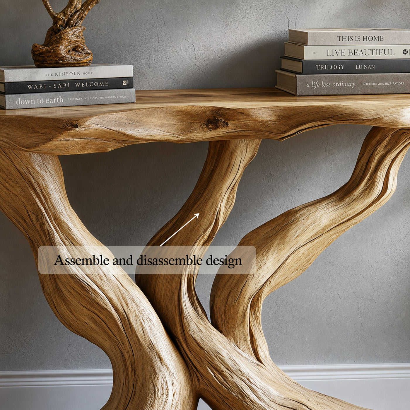 Rustic Solid Wood Console Table Handmade Live Edge Design For Living Room - product view 3