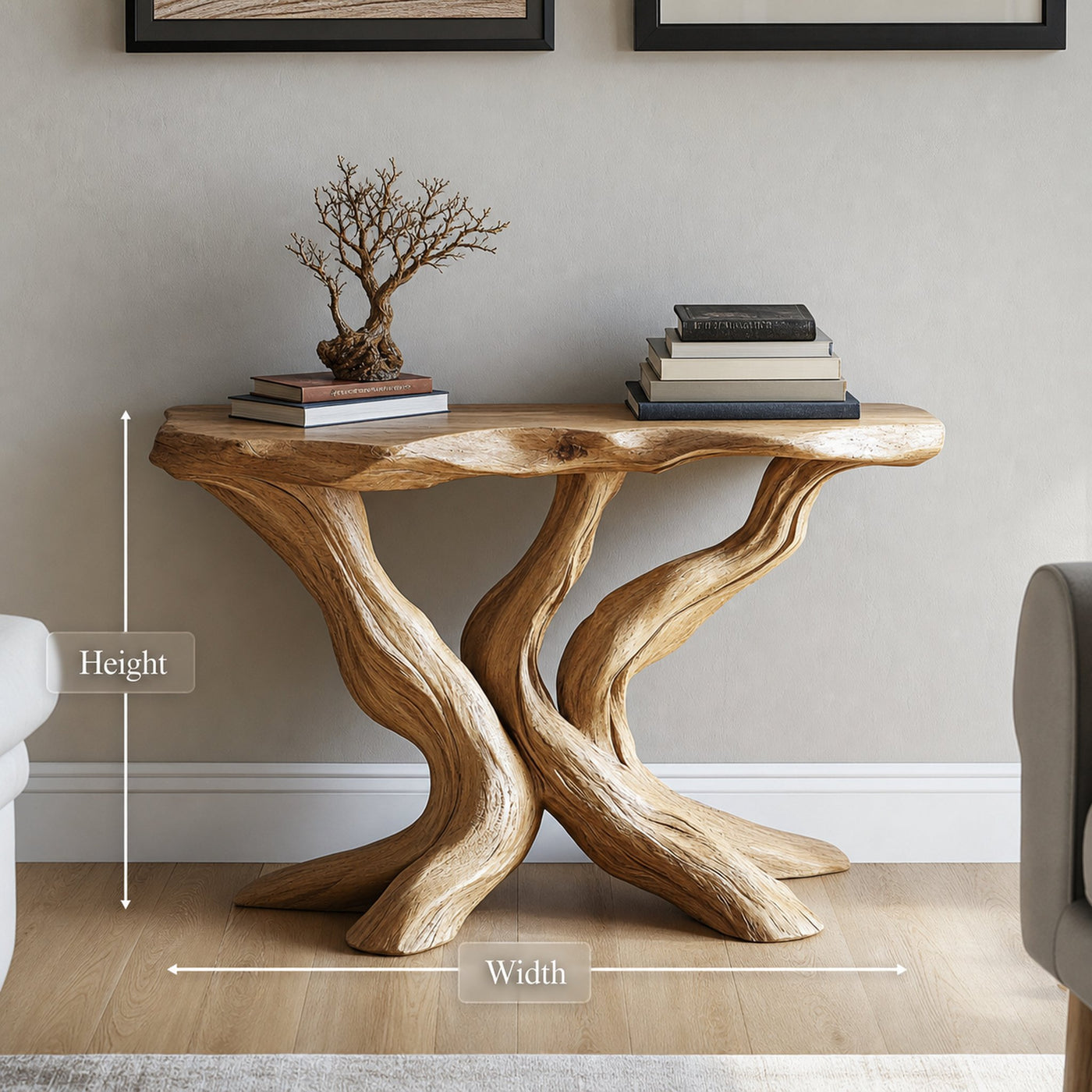 Rustic Solid Wood Console Table Handmade Live Edge Design For Living Room - product view 4