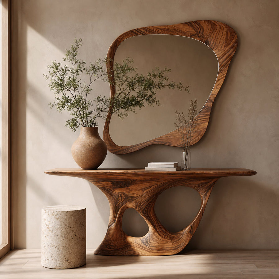 Rustic Solid Wood Console Table Living Room
