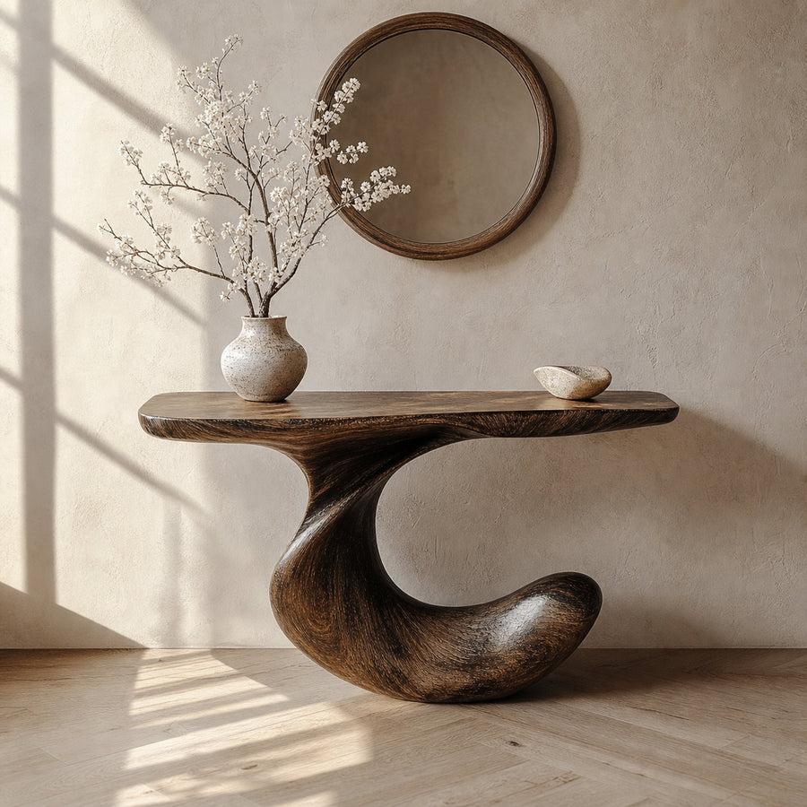 Rustic Solid Wood Console Table Narrow Mini Handmade Side Table