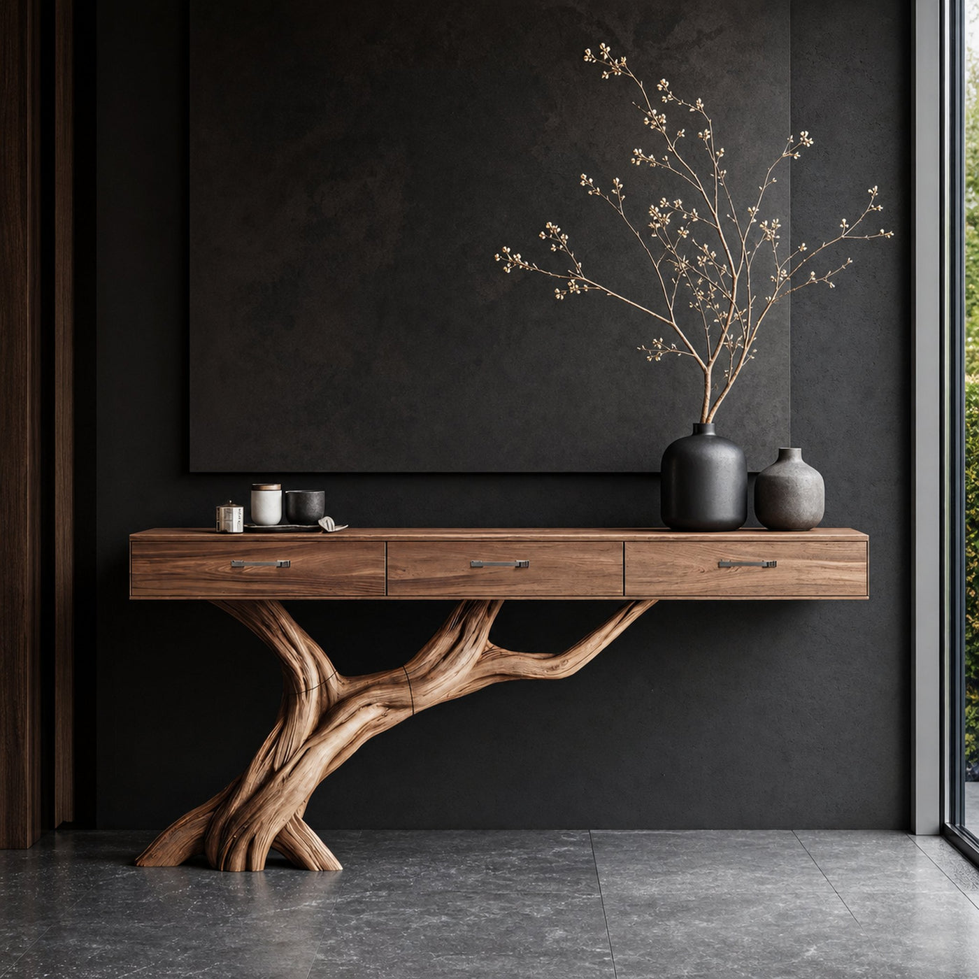 Rustic Solid Wood Dressing Table For Entryway Design Country Style