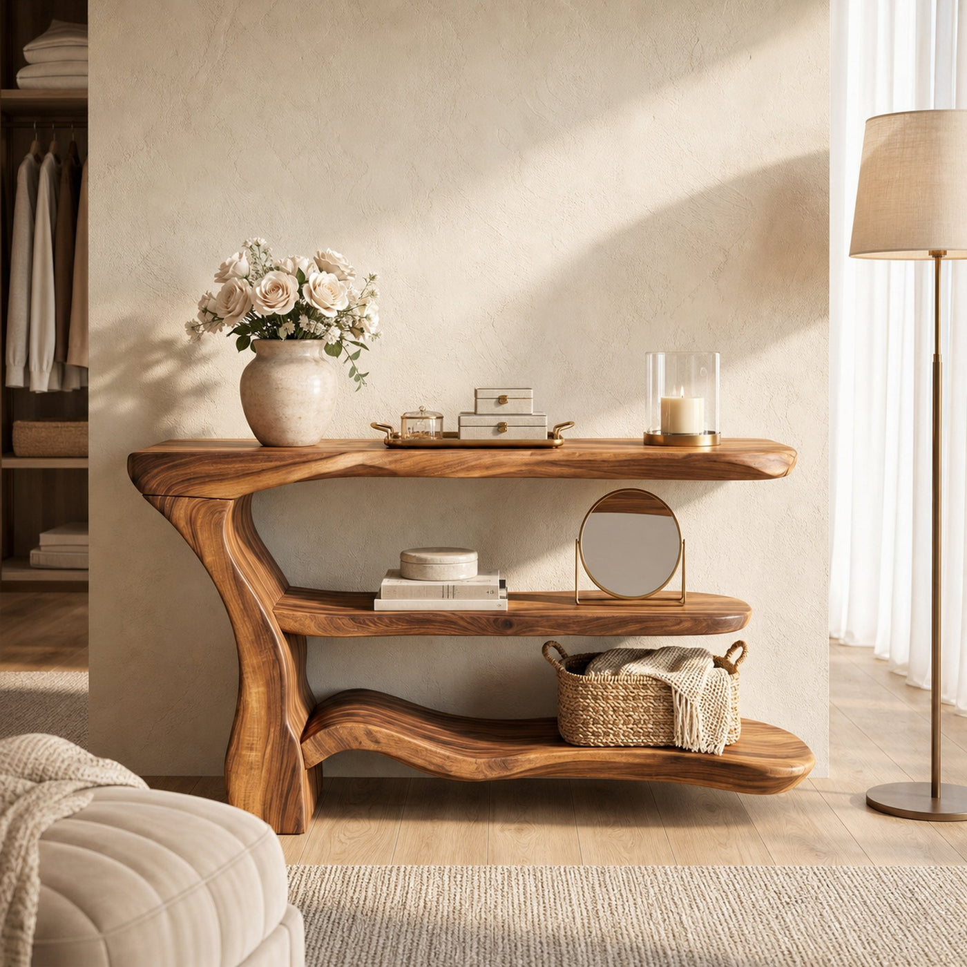 Rustic Storage Console Table For Bedroom Office - product view 2
